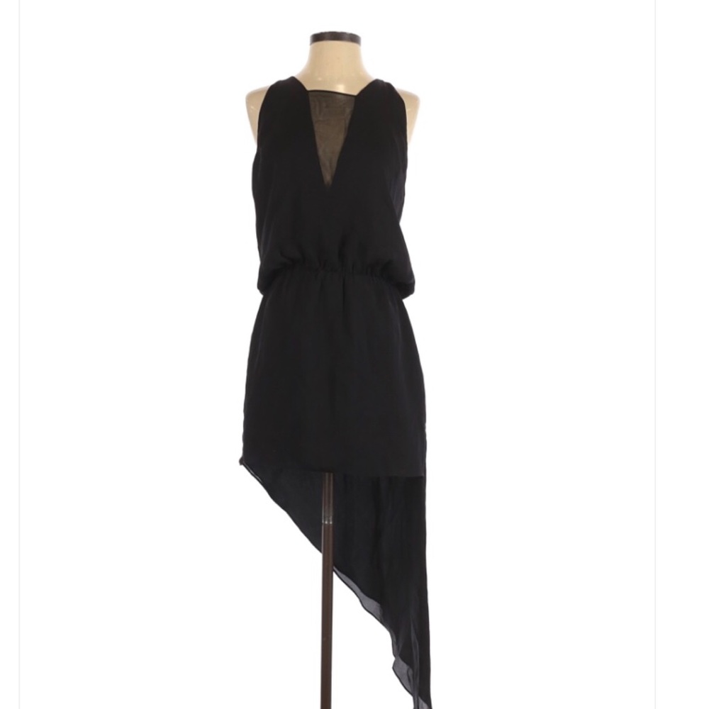 Mason Black Silk Asymmetrical Hem Dress Sz 4 B18/24